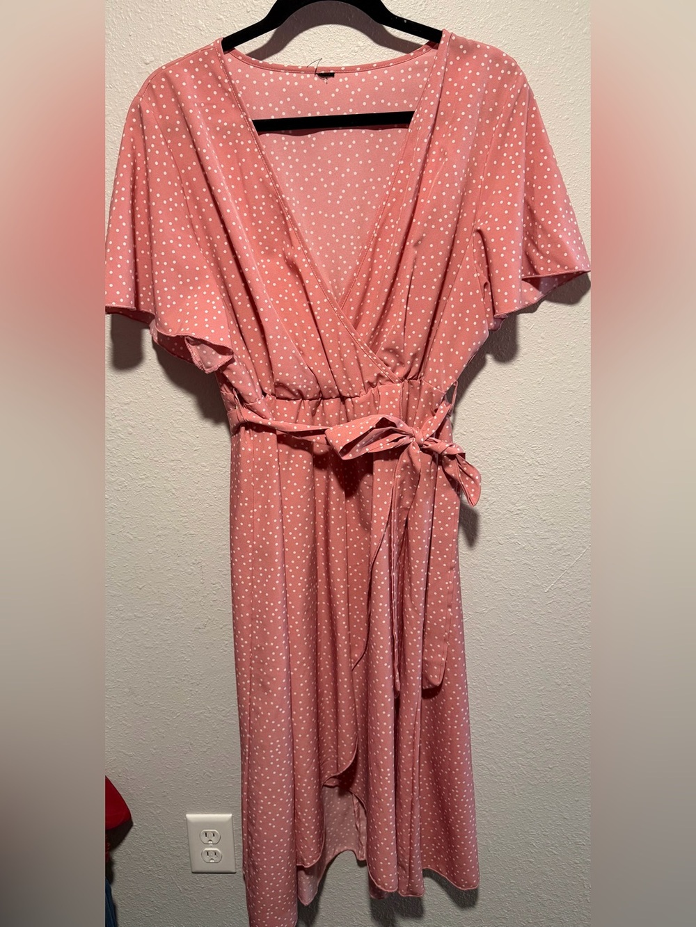 Pink Polka Dot Wrap Dress